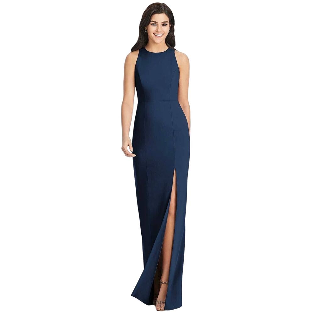NWT Dessy Collection Diamond Cutout Back Trumpet Gown Midnight Navy Sz‎ 16